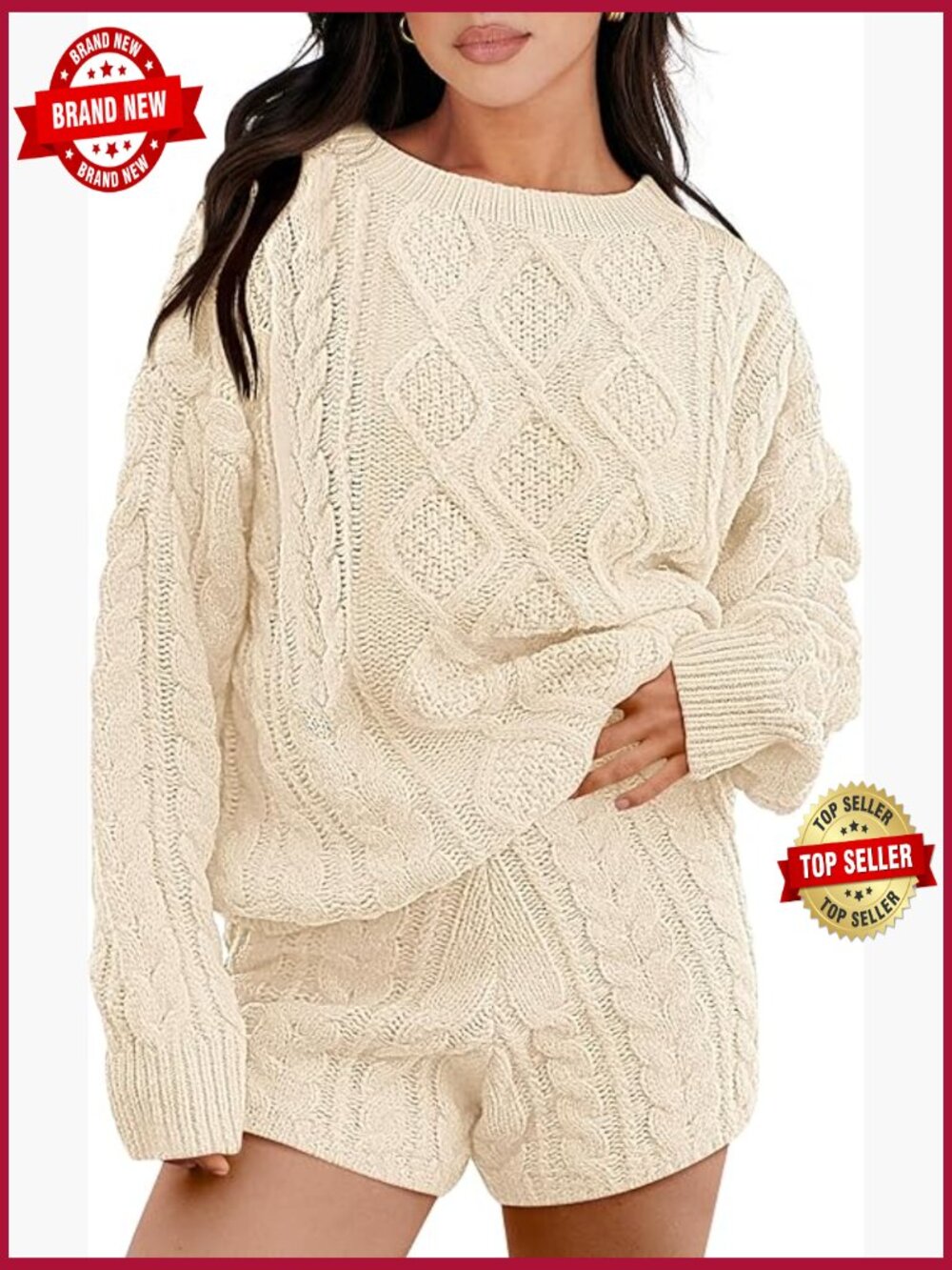 Women 2 Piece Outfits Sweater Lounge Loungewear Sets Cable Knit Oversized